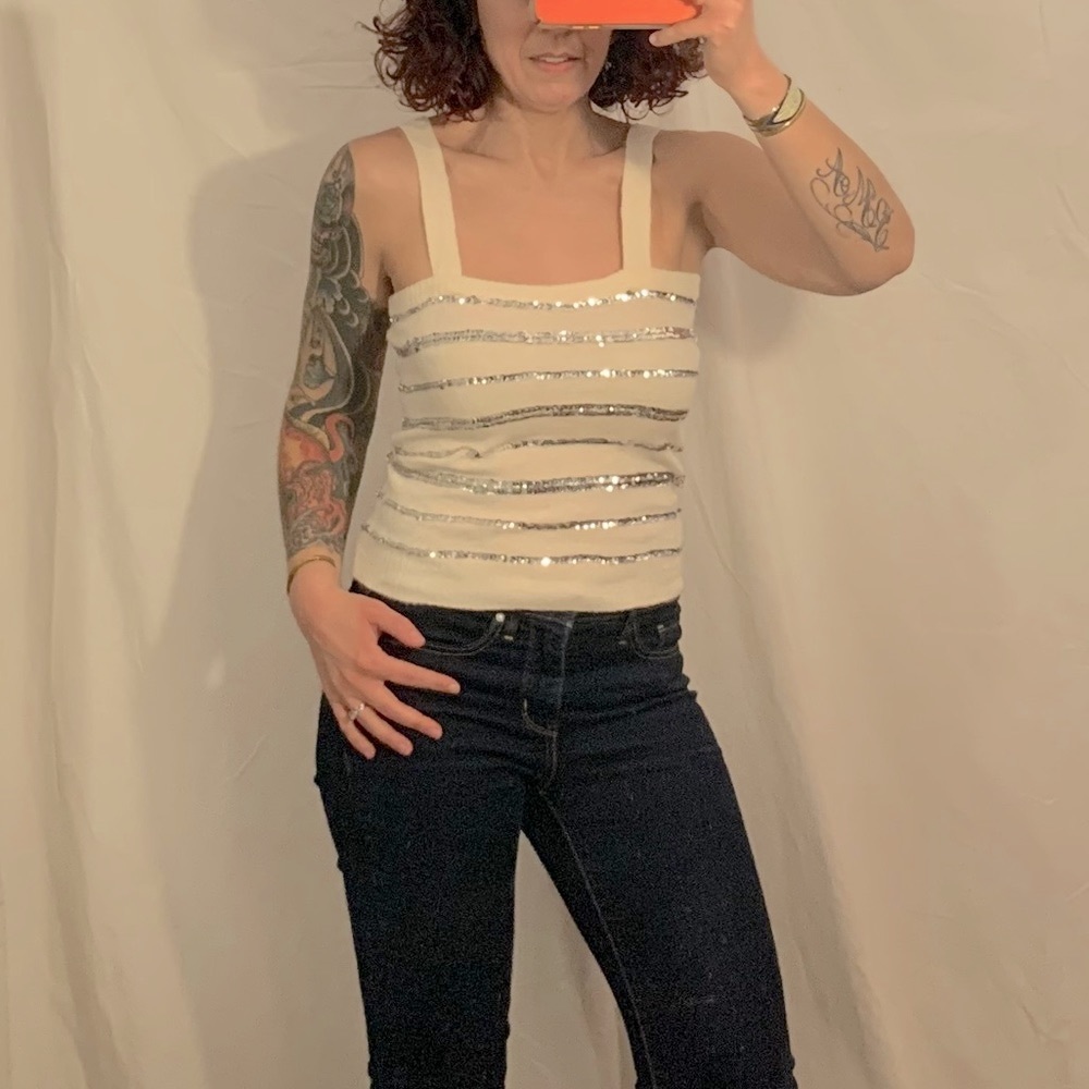 Vintage Sequin Striped Tank